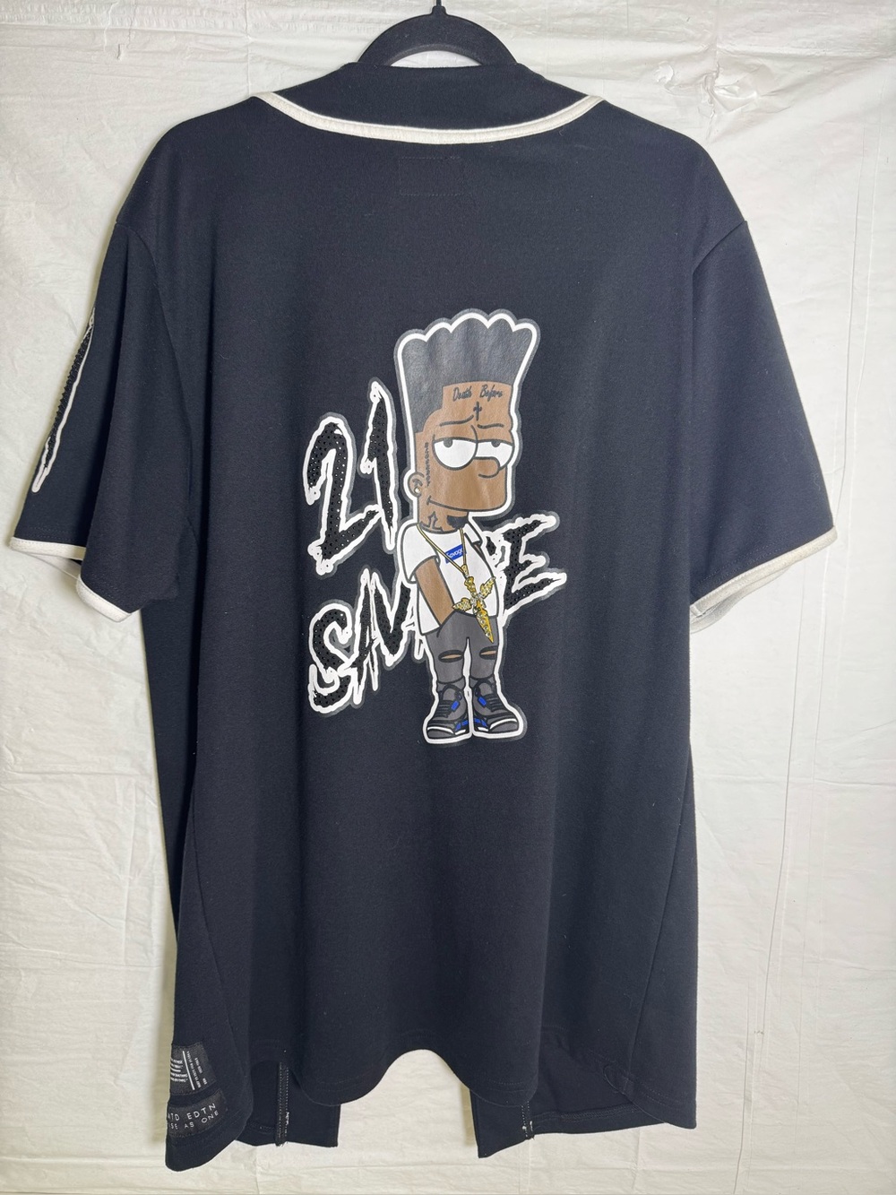 Rise As 1Ne 21 Savage Baseball Jersey Shirt Mens 2XL Black White Button Up
